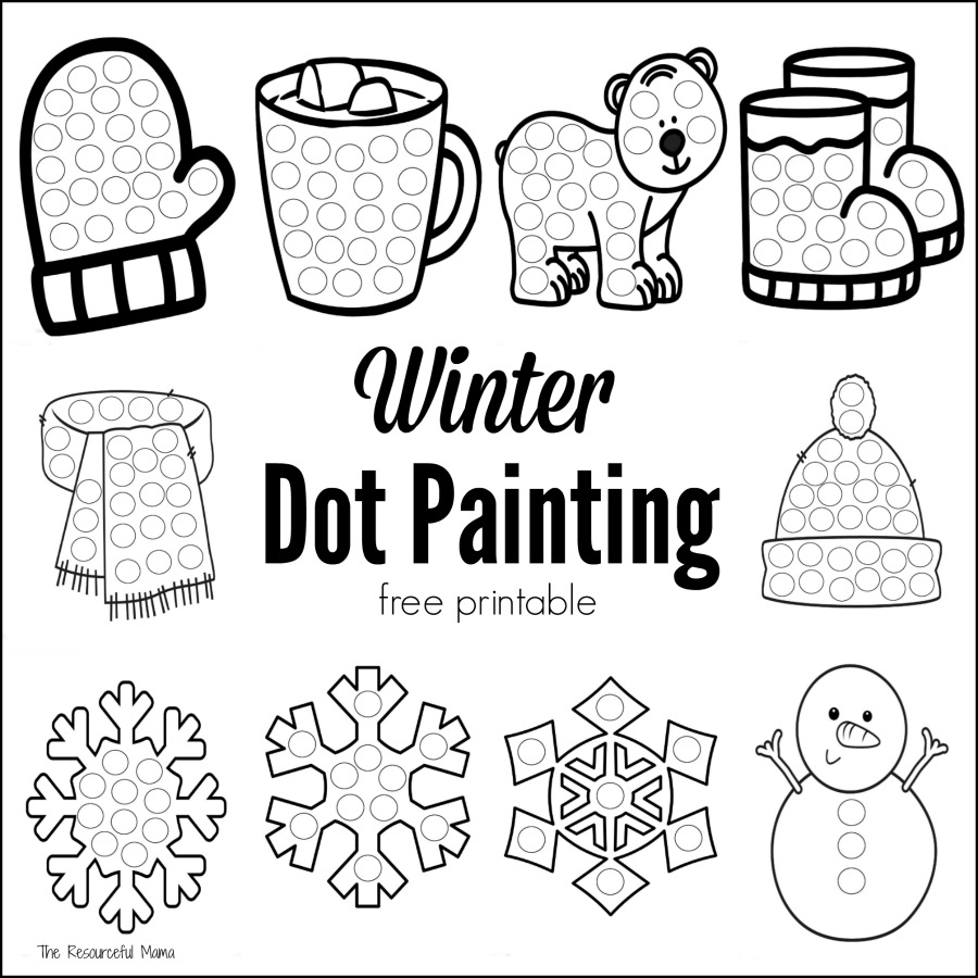 winter dot painting {free printable} - the resourceful mama